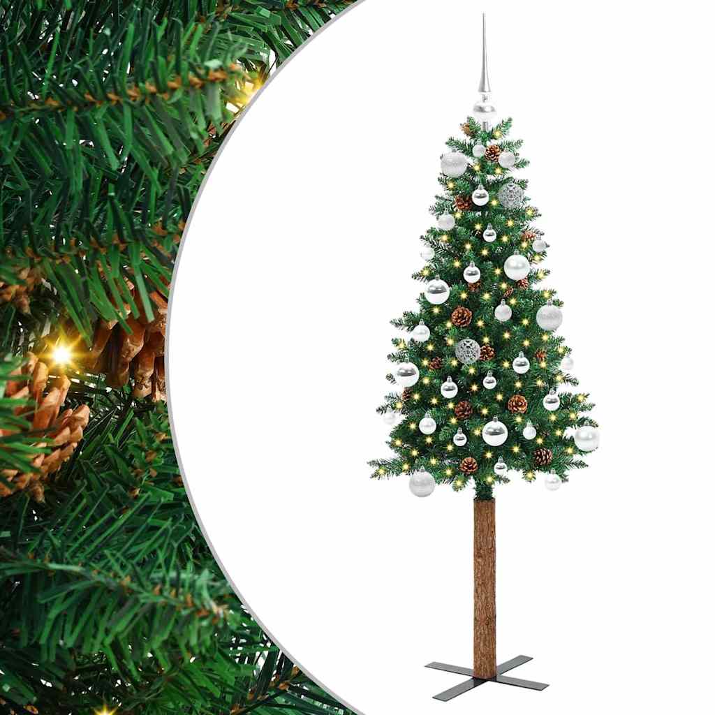 vidaXL Smal julgran Grön 150 cm PVC och solid furu