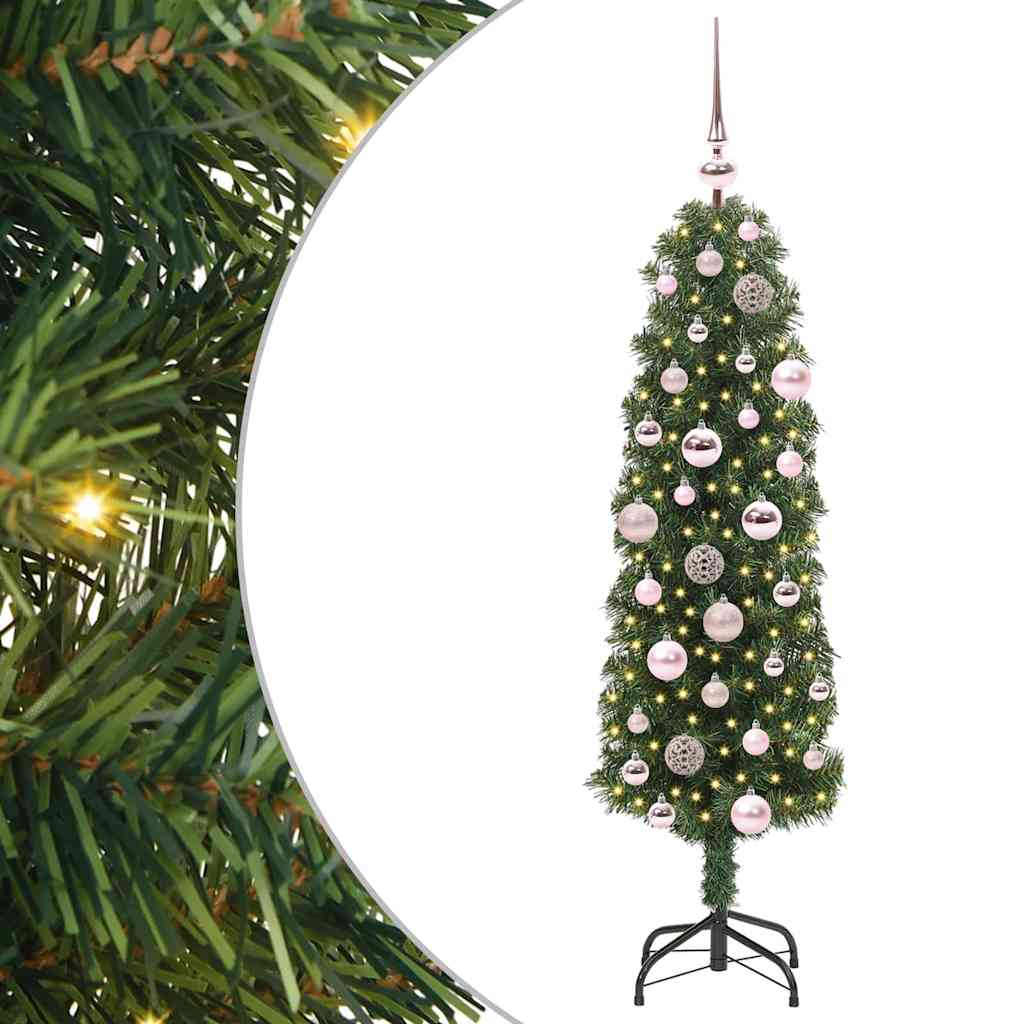 vidaXL Konstgjord julgran med LED-belysning Grön 120 cm PVC och plast