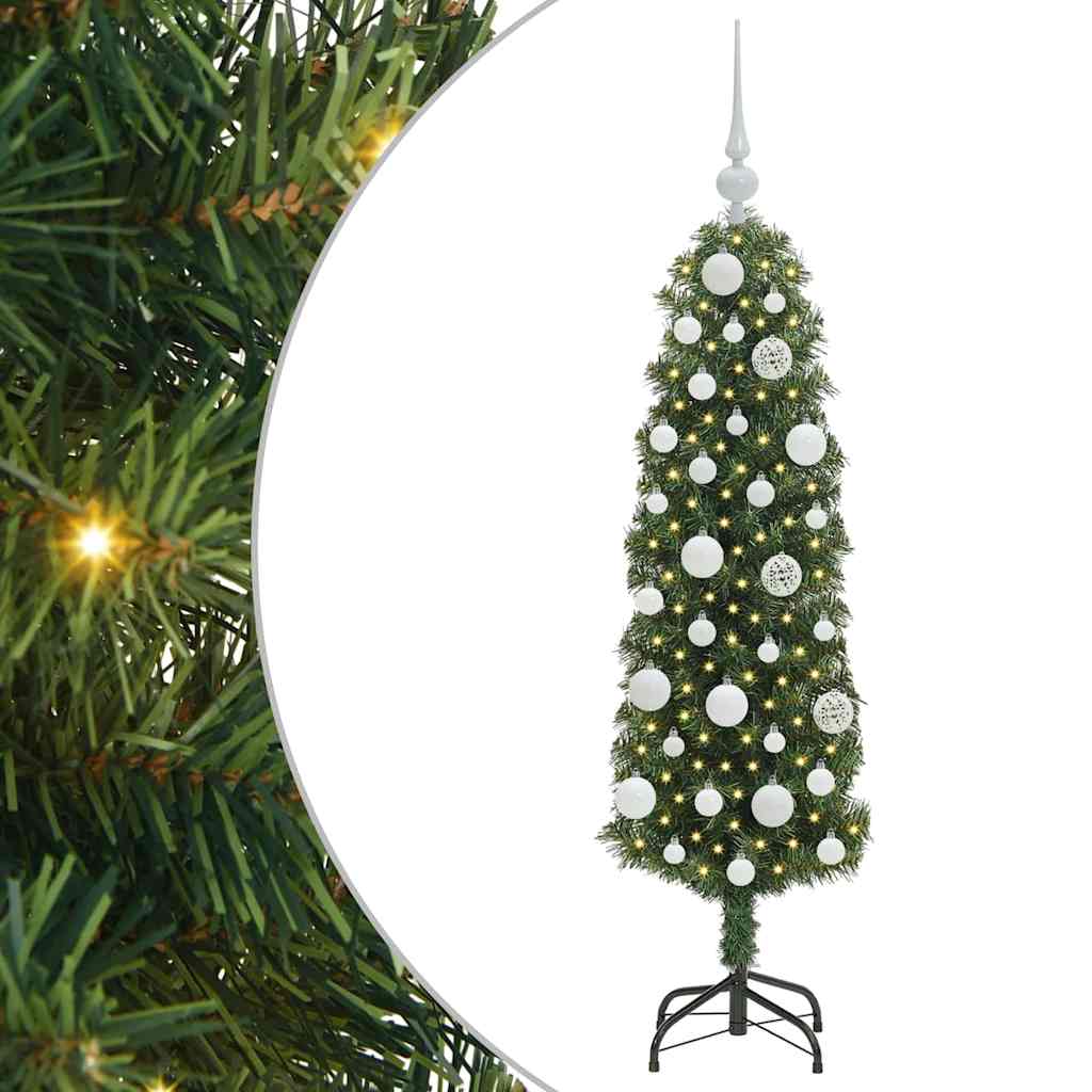 vidaXL Konstgjord julgran med LED-belysning Grön 120 cm PVC och plast