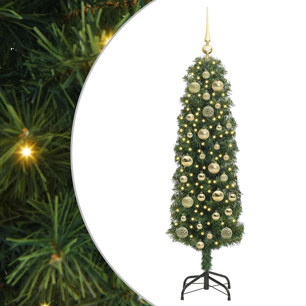 vidaXL Konstgjord julgran med LED-belysning Grön 120 cm PVC och plast