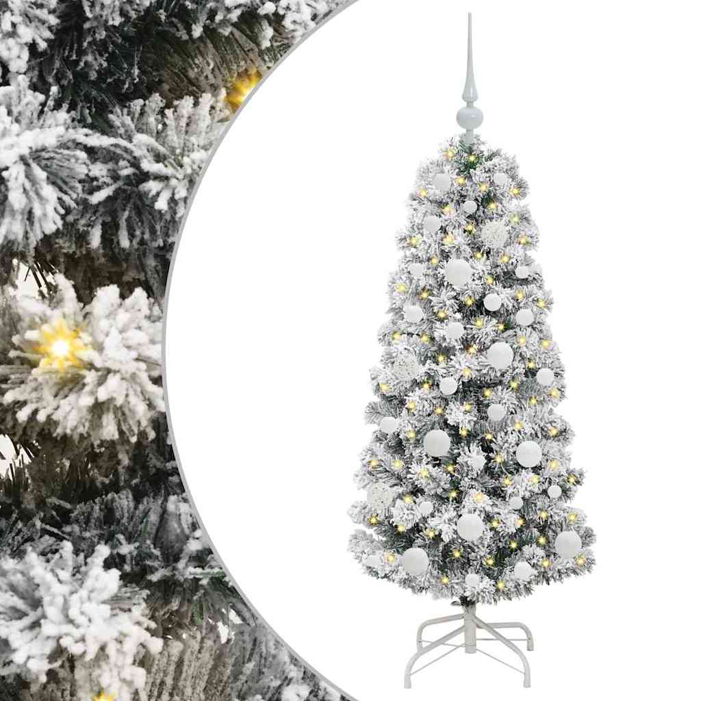 vidaXL Plast Hingad Julgran 150 LED-lampor Grön och Vit 120 cm