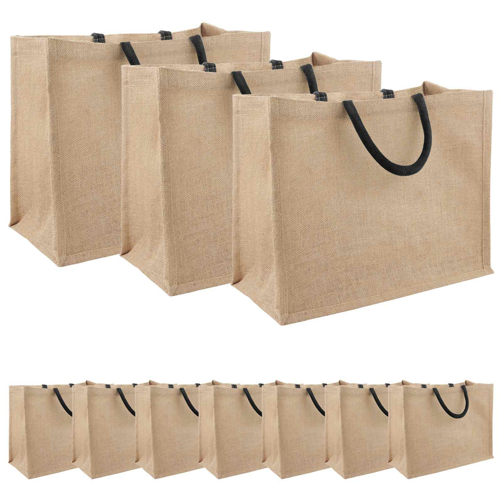 vidaXL Jutepåsar 10 Naturlig och svart 42 x 33 x 19 cm 100% Tossa Jute