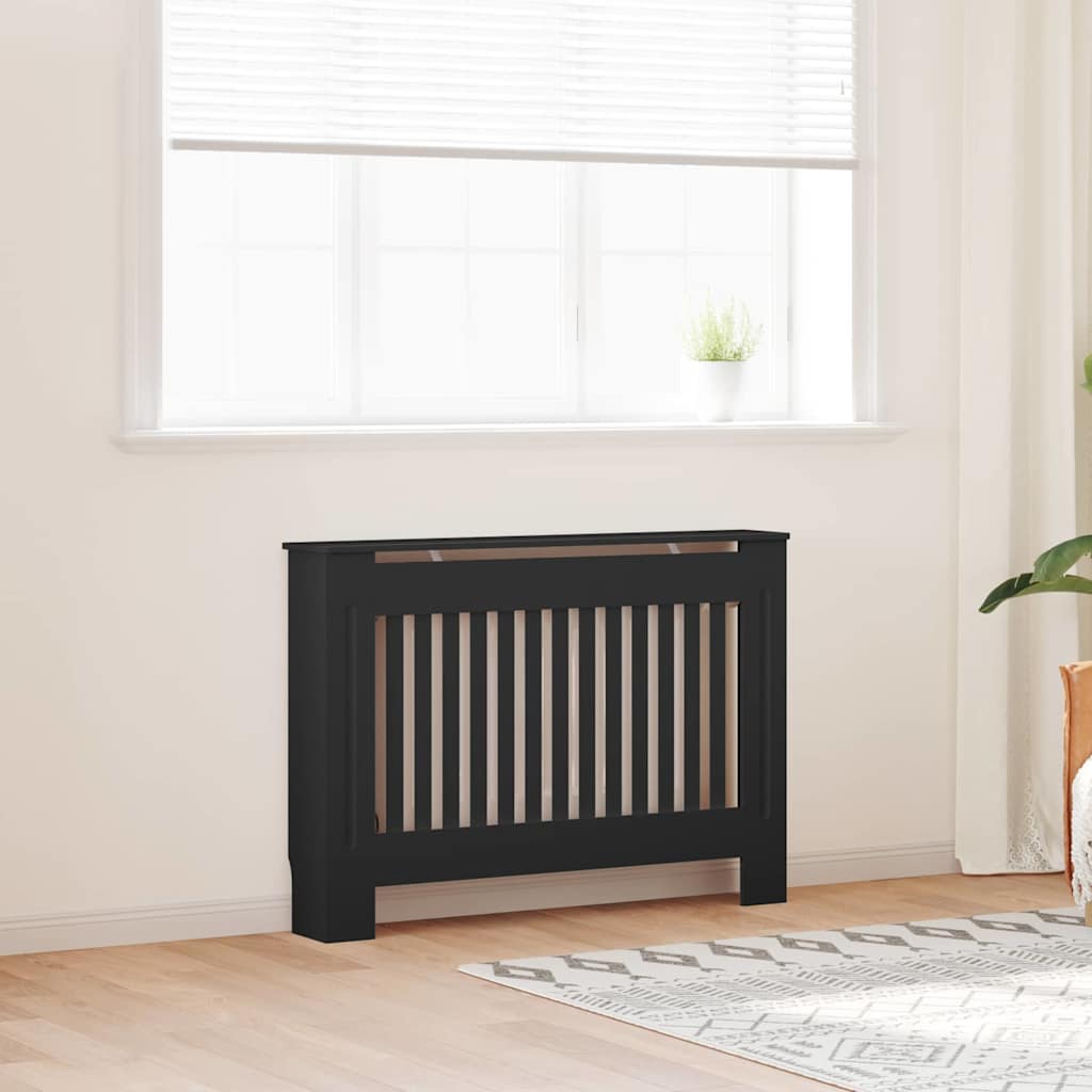 vidaXL Radiatorlock 2 st Svart 112 x 19 x 81,5 cm Konstruerat trä