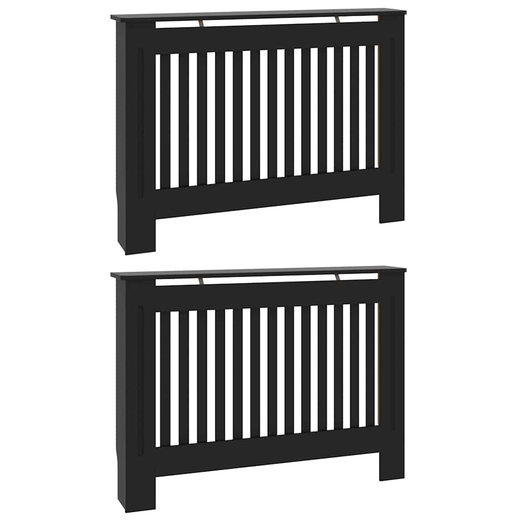 vidaXL Radiatorlock 2 st Svart 112 x 19 x 81,5 cm Konstruerat trä