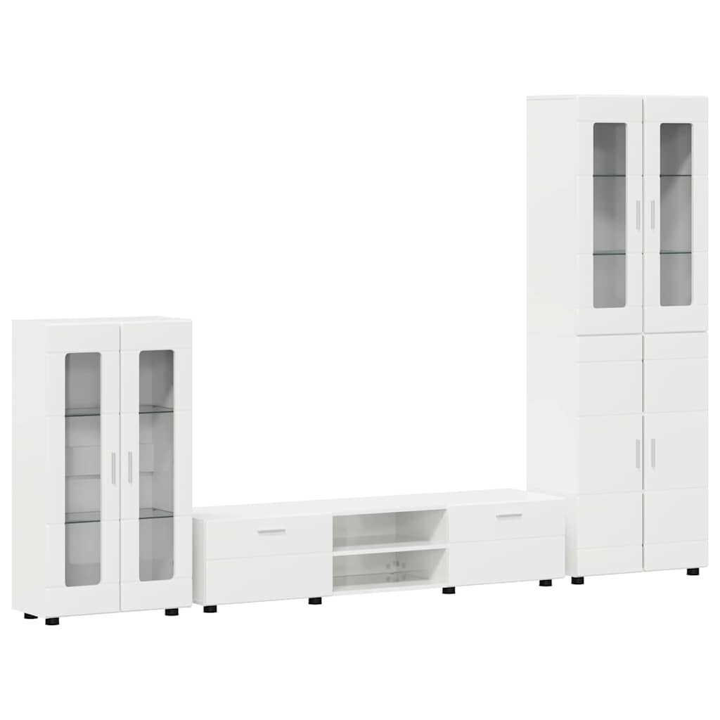 vidaXL TV-bänkset FLORIN 3 st 150 x 39 x 30 cm Vit högglans