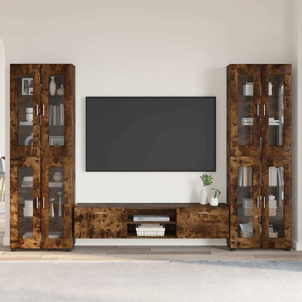 vidaXL TV-bänkset FLORIN 3 st 150 x 39 x 30 cm Rökt ek Konstruerat trä