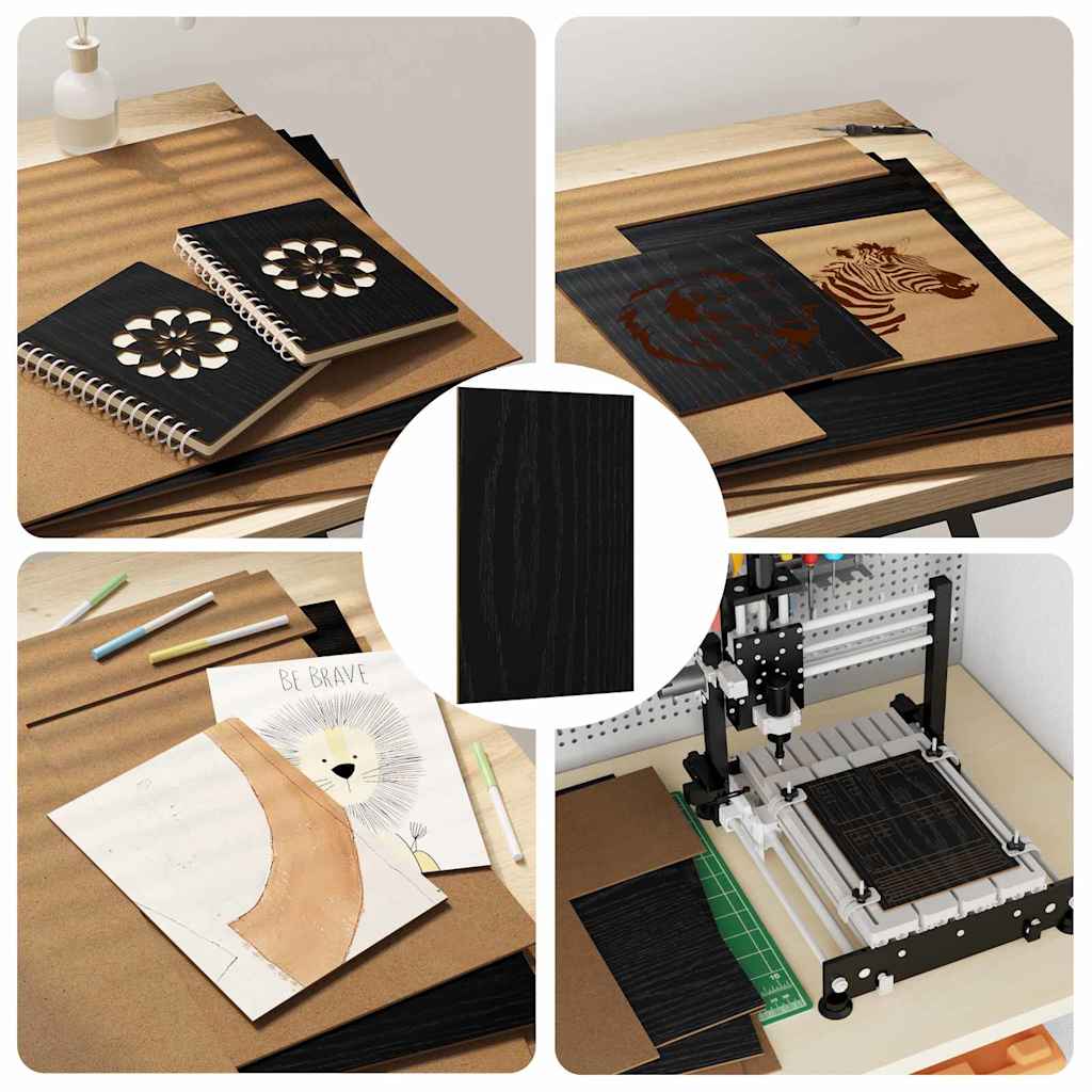 vidaXL Dekorpaneler 50 st Svart ek 40 x 60 x 0,27 cm Konstruerat trä