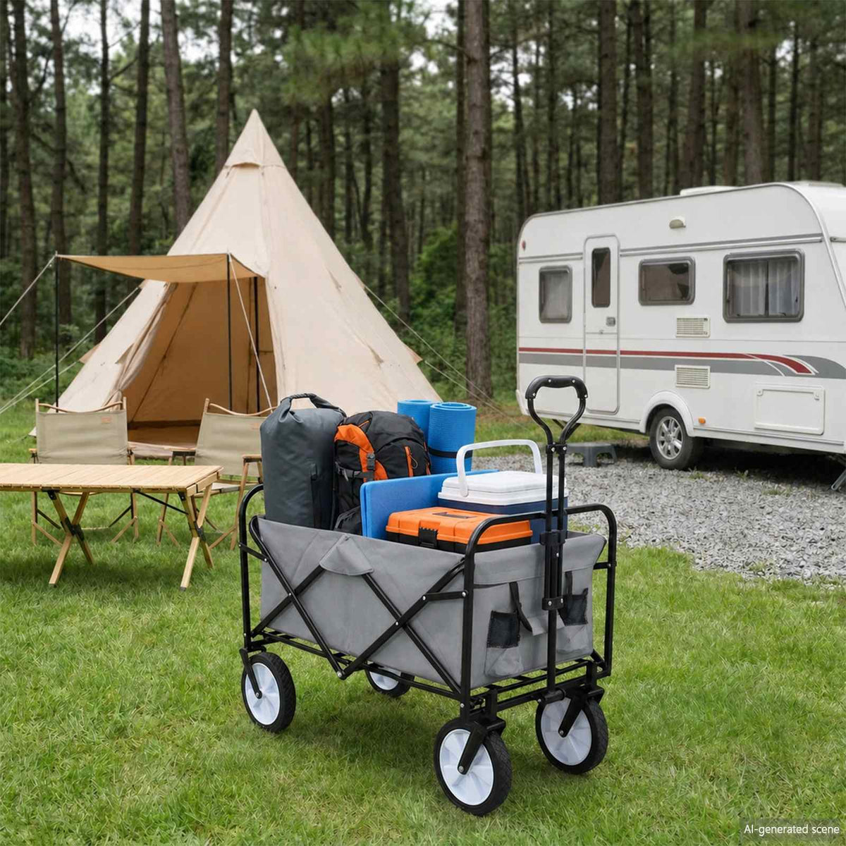 vidaXL Fällbar handvagn 94 x 53 x 99 cm Grå 200 kg Oxford tyg