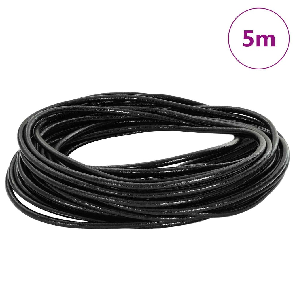 vidaXL Läder Snöre 1 Svart Ø3 mm x 5 m Skinn
