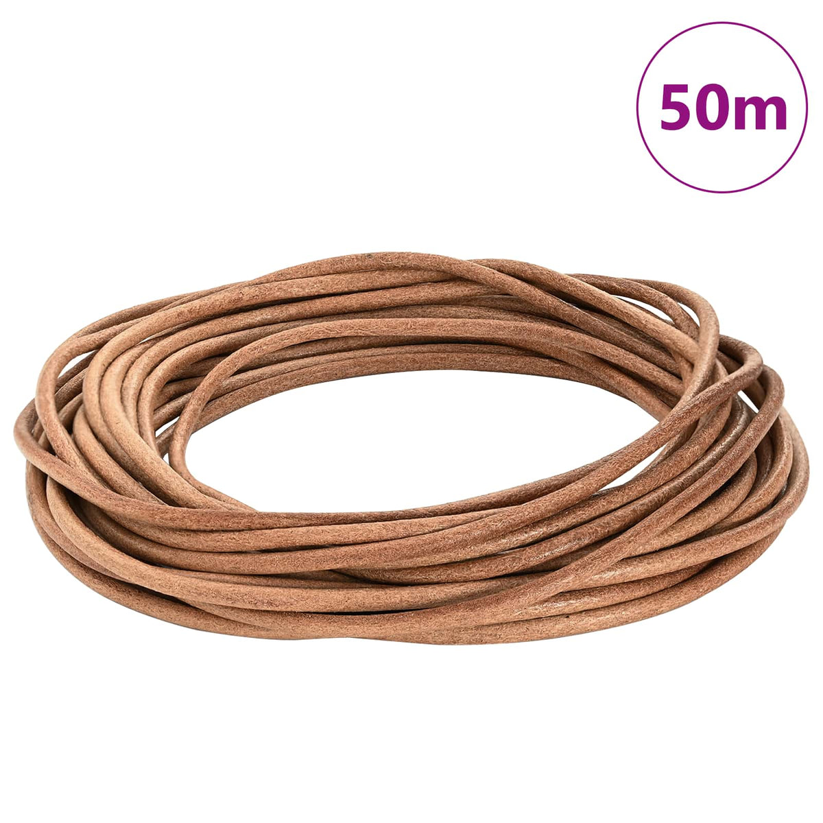 vidaXL Läder Snöre 1 Brun Ø5 mm x 50 m Skinn