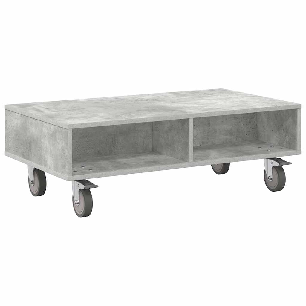 vidaXL Sido bord med hjul Betonggrå 90 x 50 x 30 cm Konstruerat trä