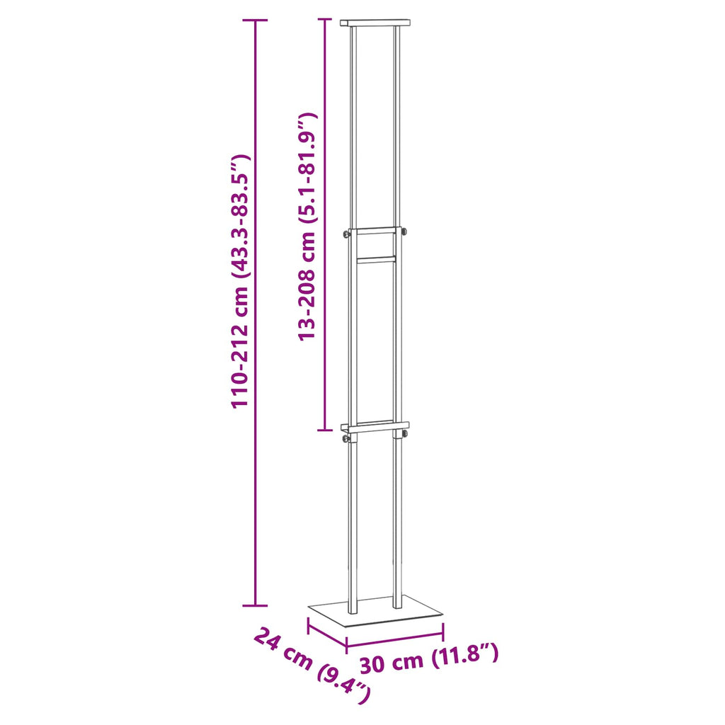 vidaXL Mässmontrar Guld 30 x 23,5 x 210 cm Stål