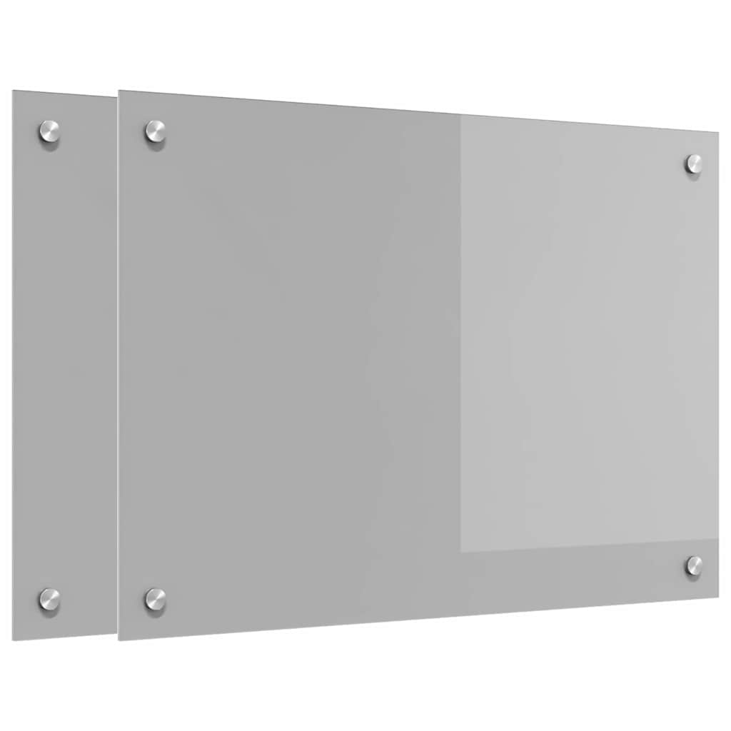 vidaXL Köksskydd 2 st Ljusgrå 70 x 50 cm härdat glas