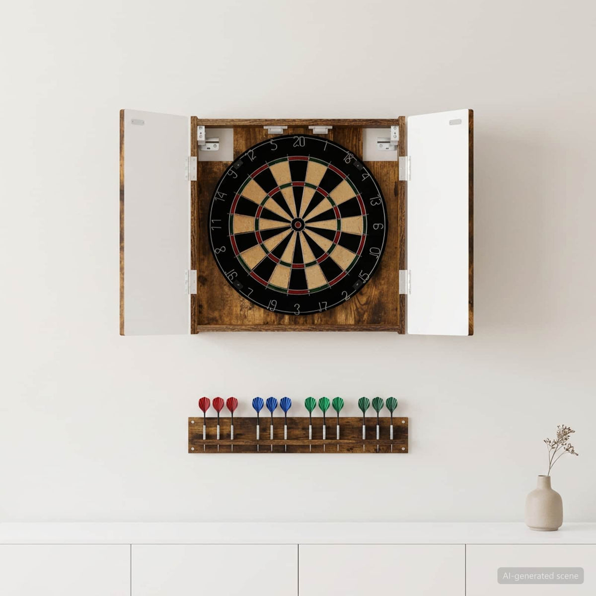 vidaXL Darttavla Skåp ALKMAAR Rökt ek 52,5 x 10,5 x 53,5 cm