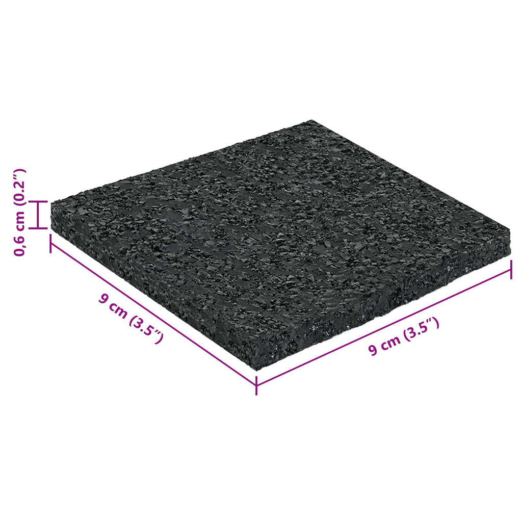 vidaXL Gummigranulat uteplatsplatta Svart 9 x 9 x 0,6 cm Gummi