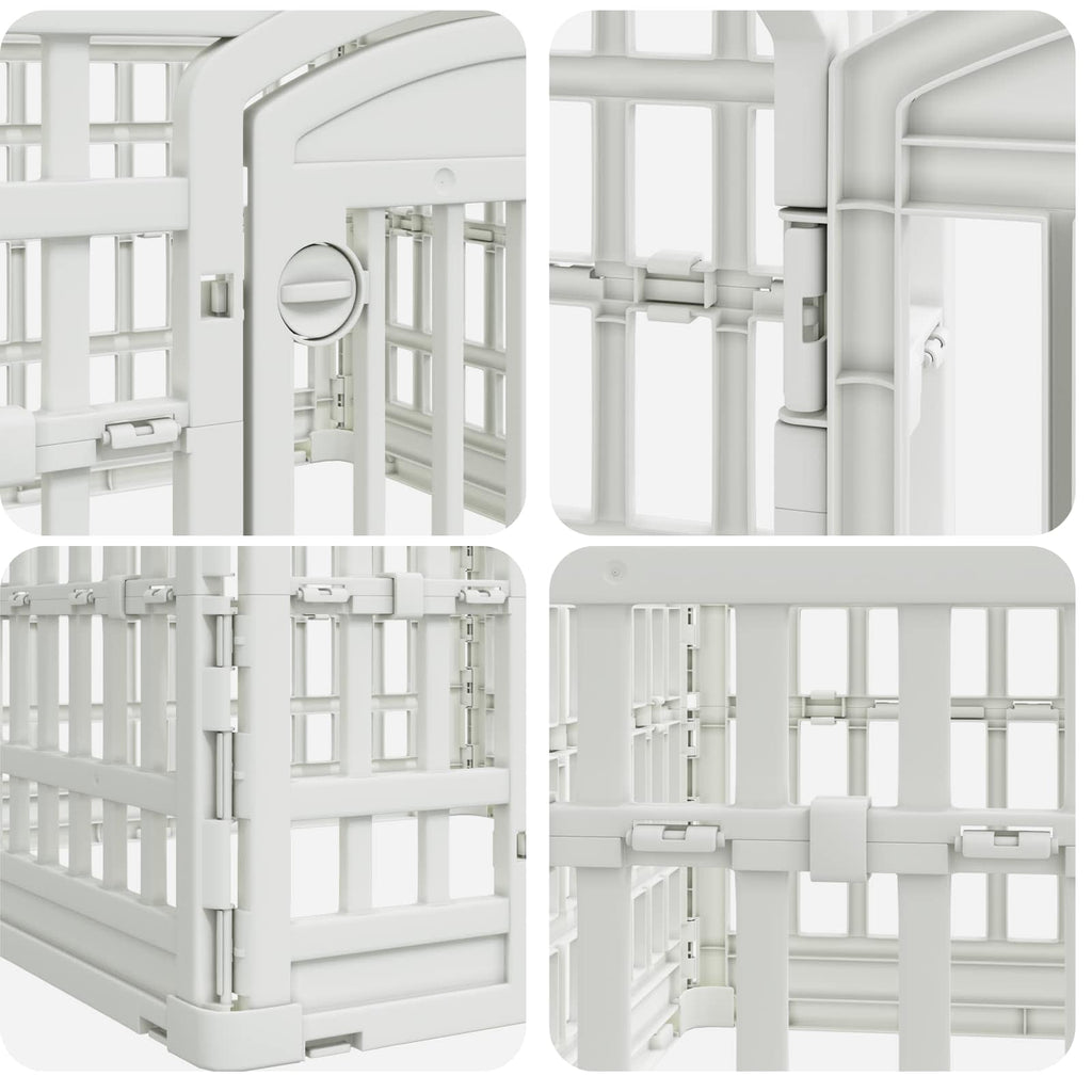 vidaXL 4-delad Hundlekhage 88 x 88 x 56 cm Plast Vit Hopfällbar
