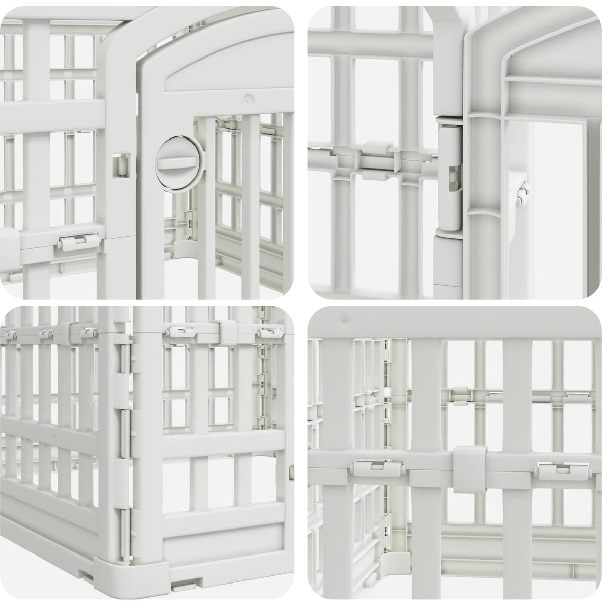 vidaXL 4-delad Hundlekhage 88 x 88 x 56 cm Plast Vit Hopfällbar