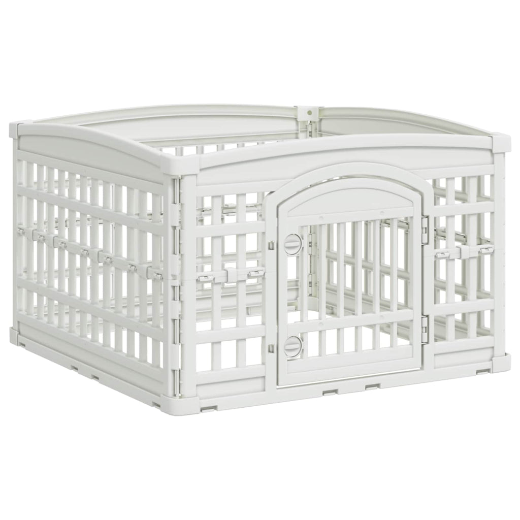 vidaXL 4-delad Hundlekhage 88 x 88 x 56 cm Plast Vit Hopfällbar