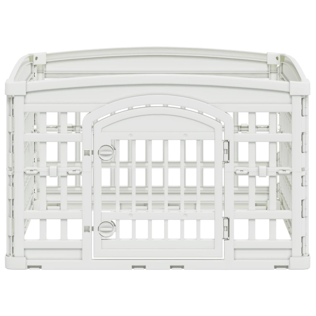 vidaXL 4-delad Hundlekhage 88 x 88 x 56 cm Plast Vit Hopfällbar
