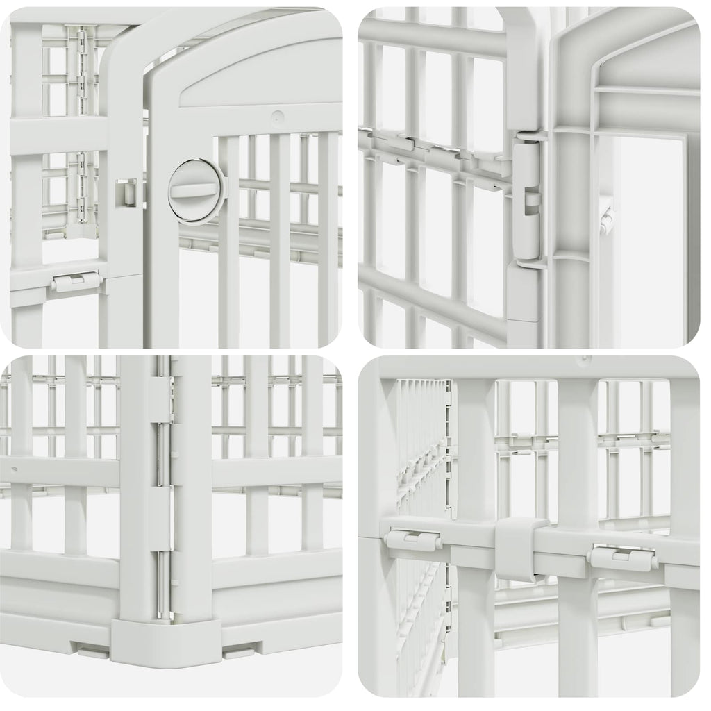 vidaXL 6-panelers hundhagen 177,5 x 154,5 x 58 cm Plast Vit Hopfällbar