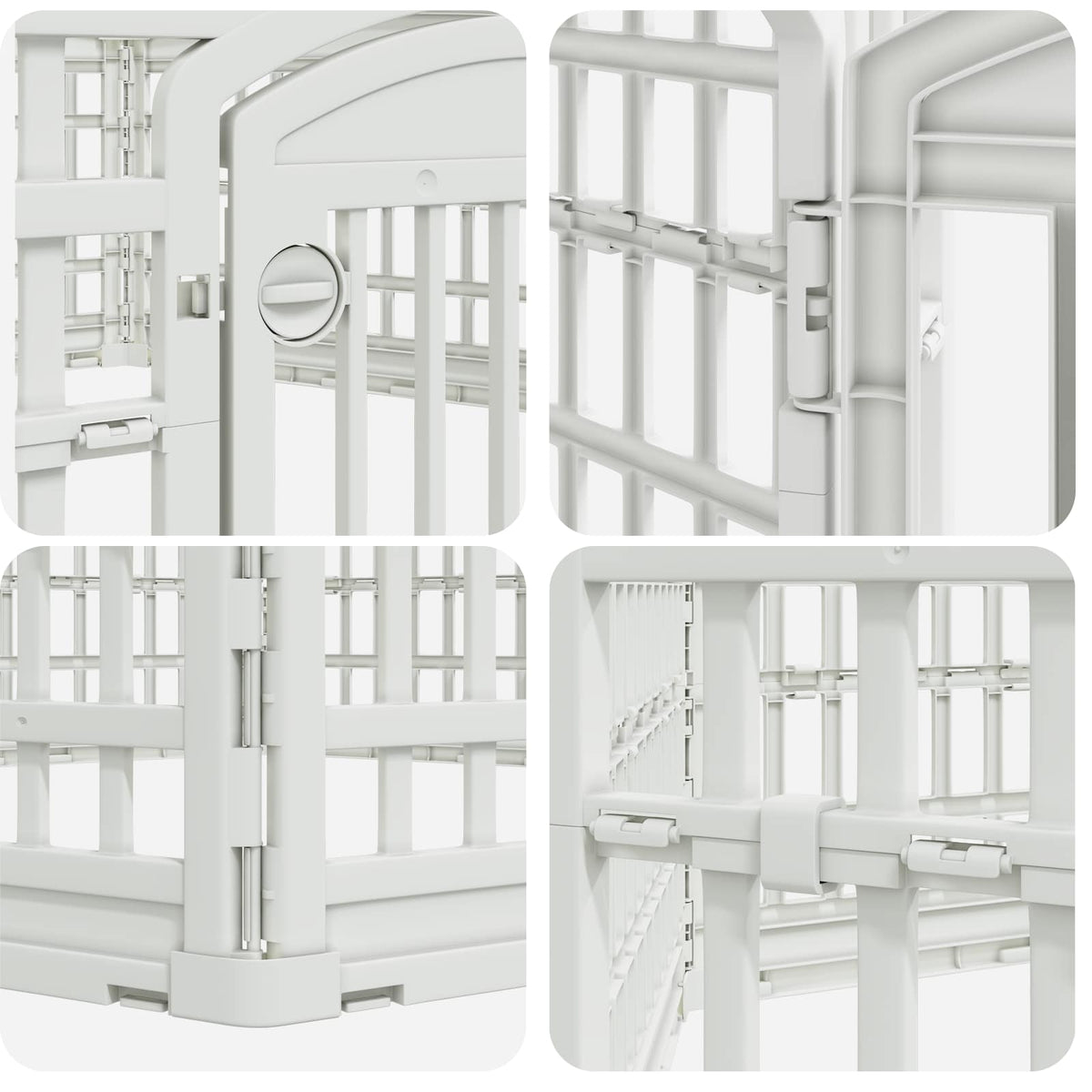 vidaXL 6-panelers hundhagen 177,5 x 154,5 x 58 cm Plast Vit Hopfällbar