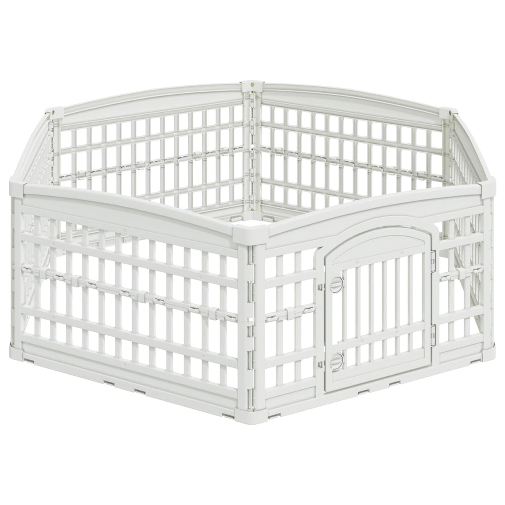 vidaXL 6-panelers hundhagen 177,5 x 154,5 x 58 cm Plast Vit Hopfällbar
