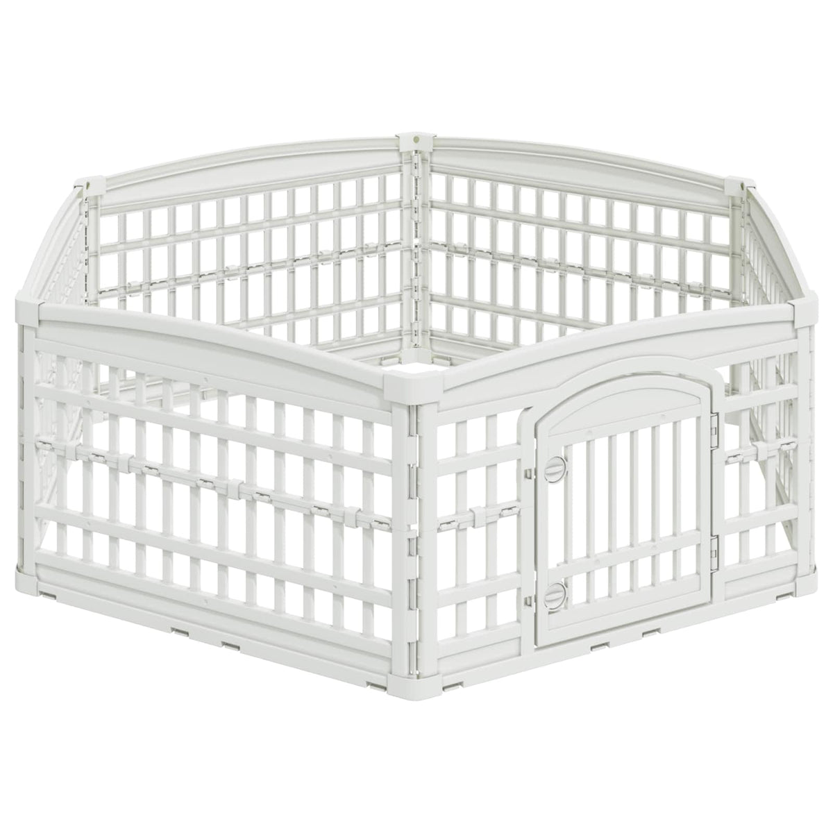vidaXL 6-panelers hundhagen 177,5 x 154,5 x 58 cm Plast Vit Hopfällbar