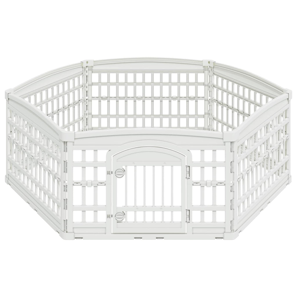 vidaXL 6-panelers hundhagen 177,5 x 154,5 x 58 cm Plast Vit Hopfällbar