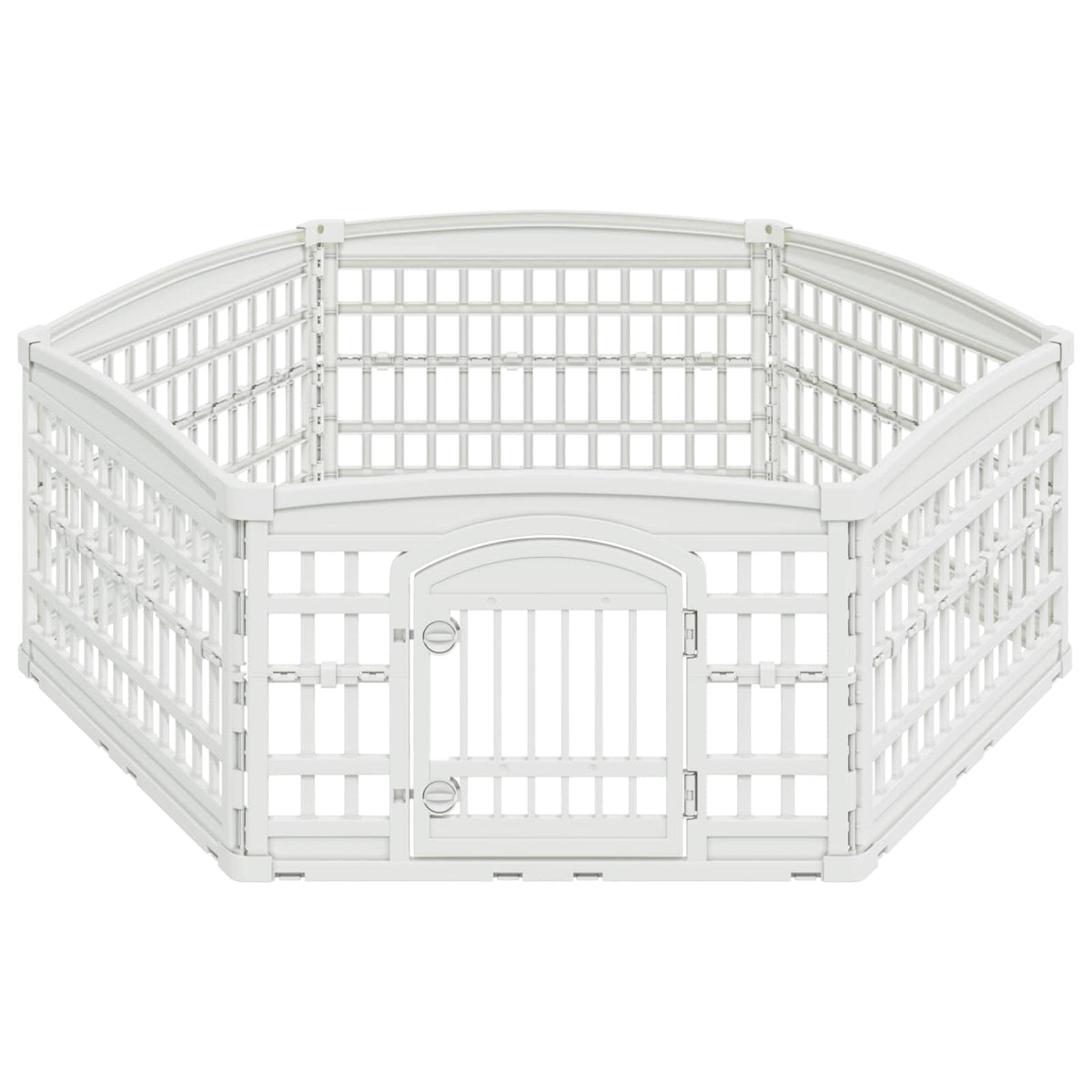 vidaXL 6-panelers hundhagen 177,5 x 154,5 x 58 cm Plast Vit Hopfällbar