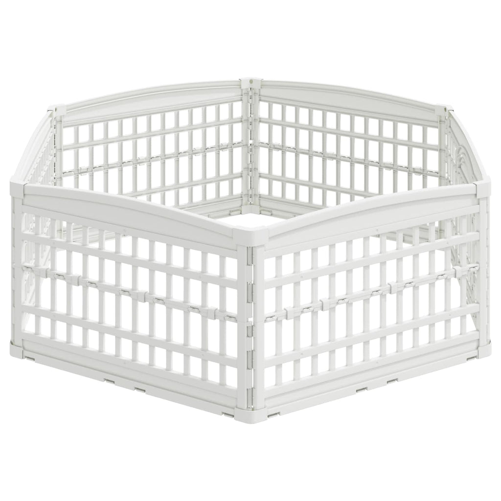 vidaXL 6-panelers hundhagen 177,5 x 154,5 x 58 cm Plast Vit Hopfällbar