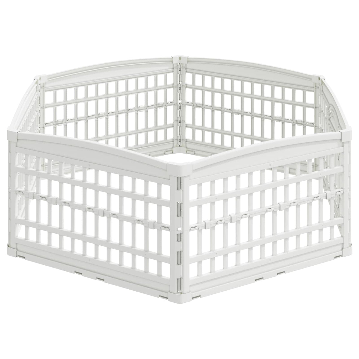 vidaXL 6-panelers hundhagen 177,5 x 154,5 x 58 cm Plast Vit Hopfällbar