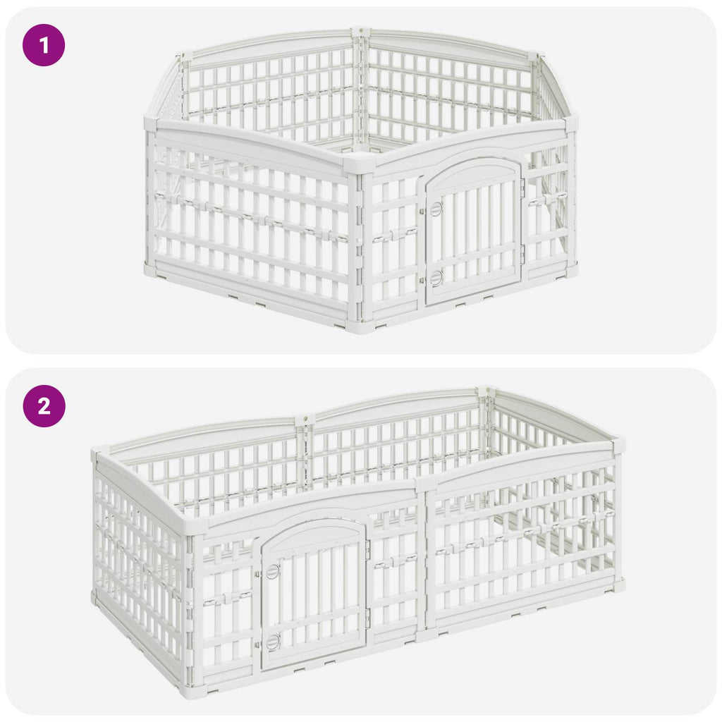 vidaXL 6-panelers hundhagen 177,5 x 154,5 x 58 cm Plast Vit Hopfällbar