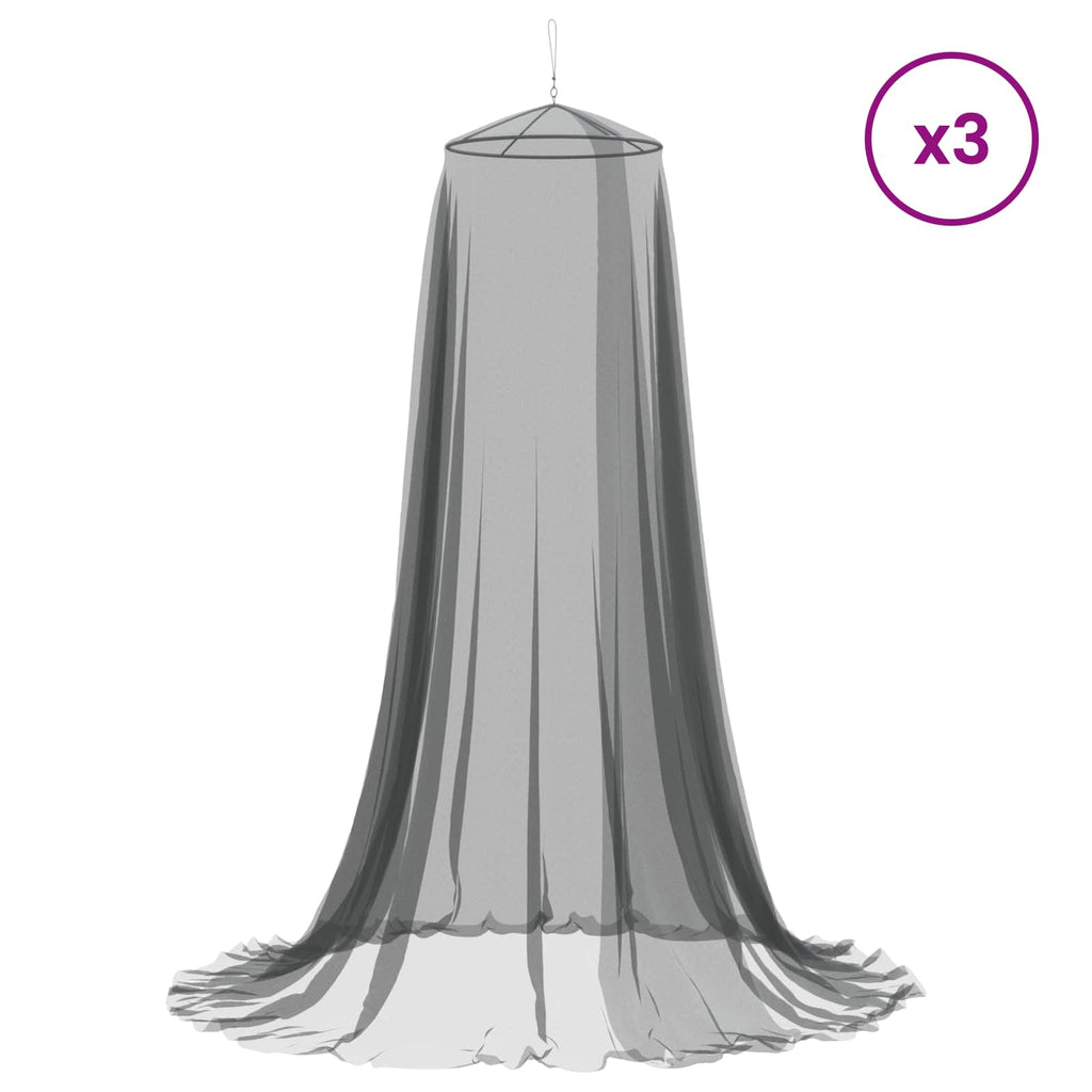 vidaXL Myggnät för säng 3 st 156 mesh Svart Ø56 x 220 cm Polyester