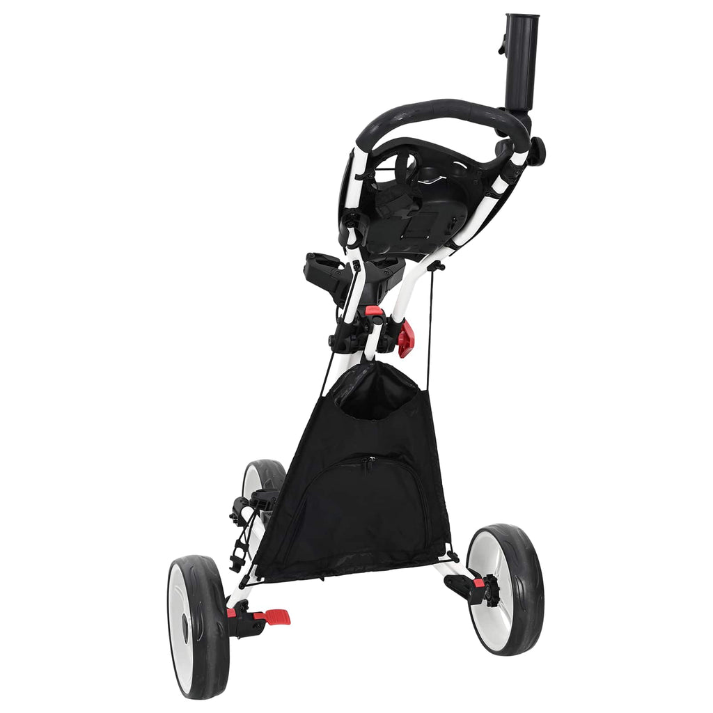 vidaXL Golfvagn Svart och Vitt Aluminium Hopfällbar