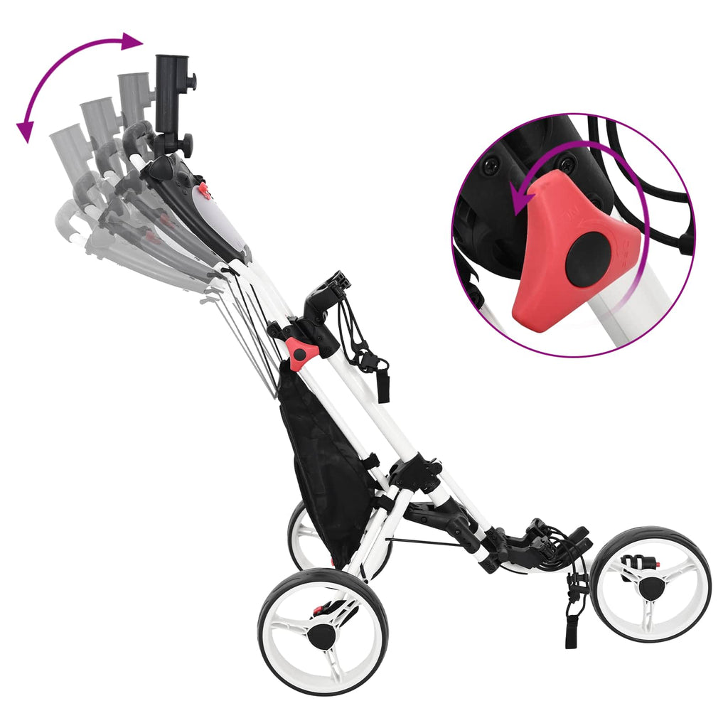 vidaXL Golfvagn Svart och Vitt Aluminium Hopfällbar