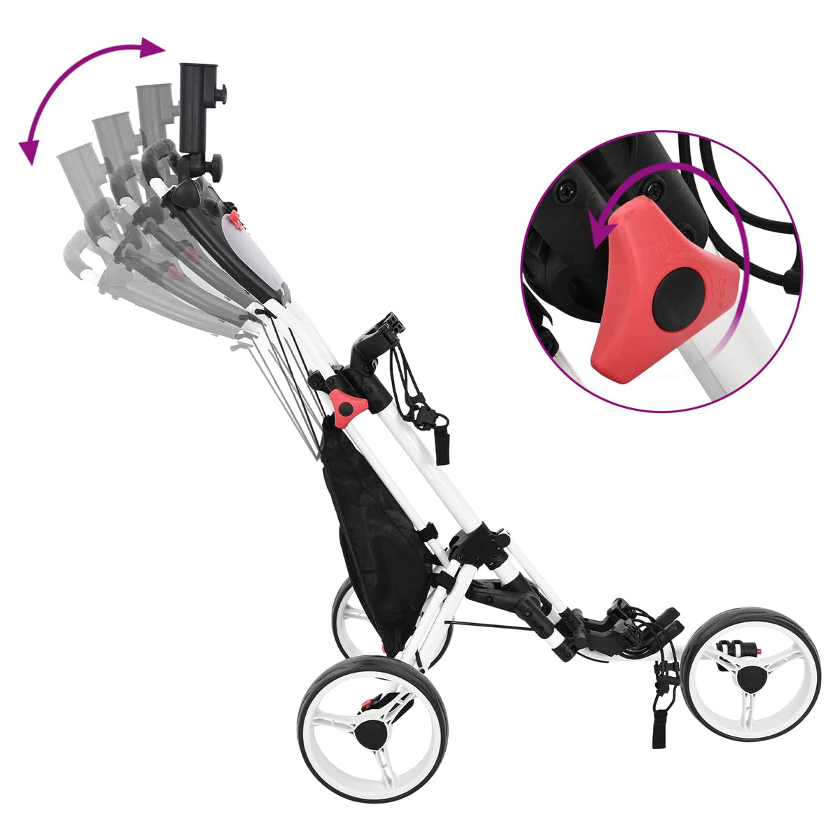vidaXL Golfvagn Svart och Vitt Aluminium Hopfällbar