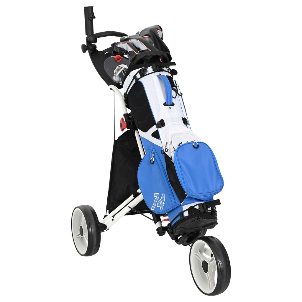 vidaXL Golfvagn Svart och Vitt Aluminium Hopfällbar
