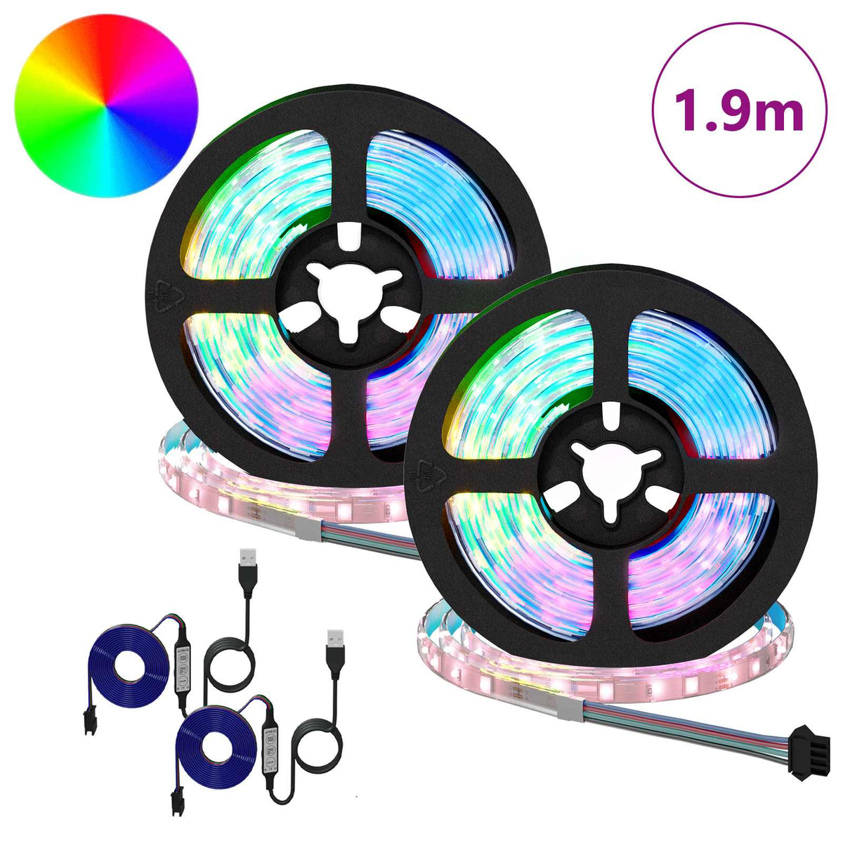 vidaXL LED Band 2 st Svart och Transparent Koppar och plast