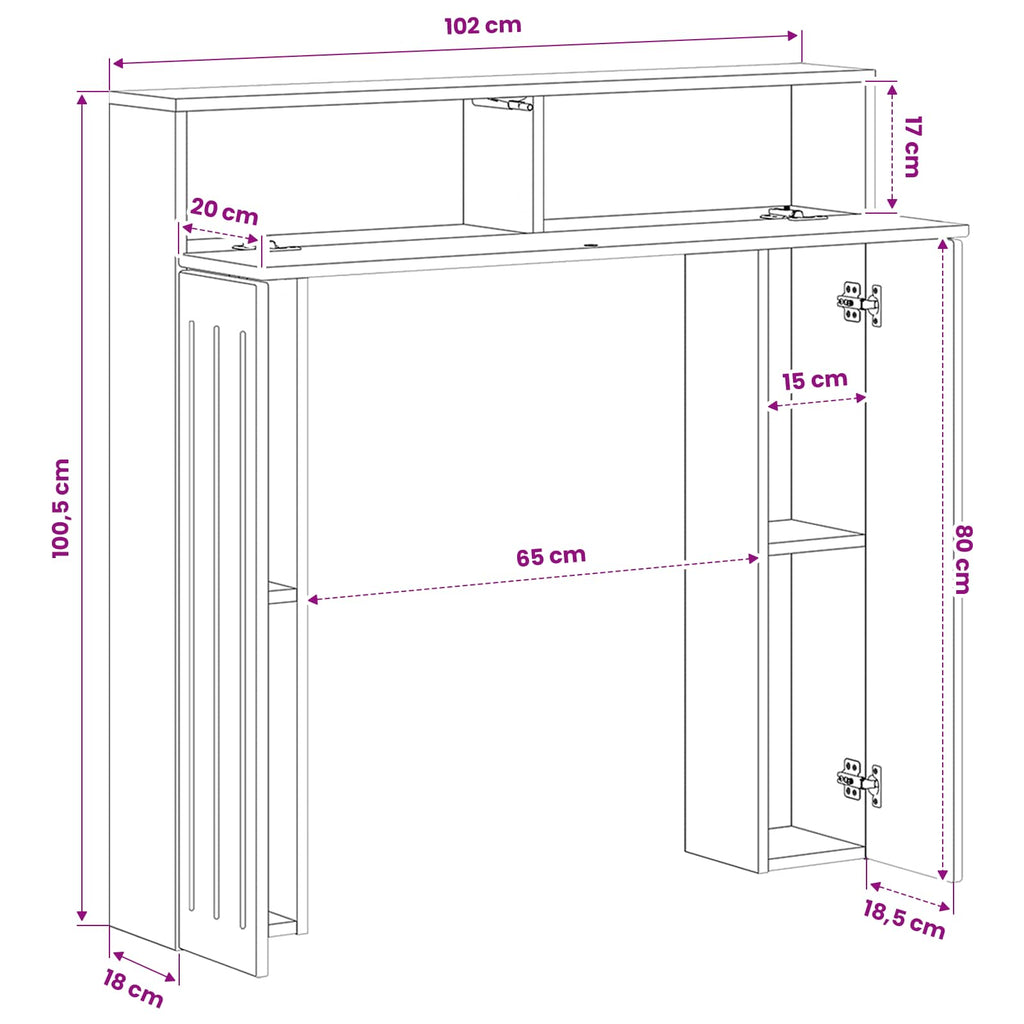 vidaXL Eldstadsram Vit högglans 102 x 18 x 100,5 cm Konstruerat trä