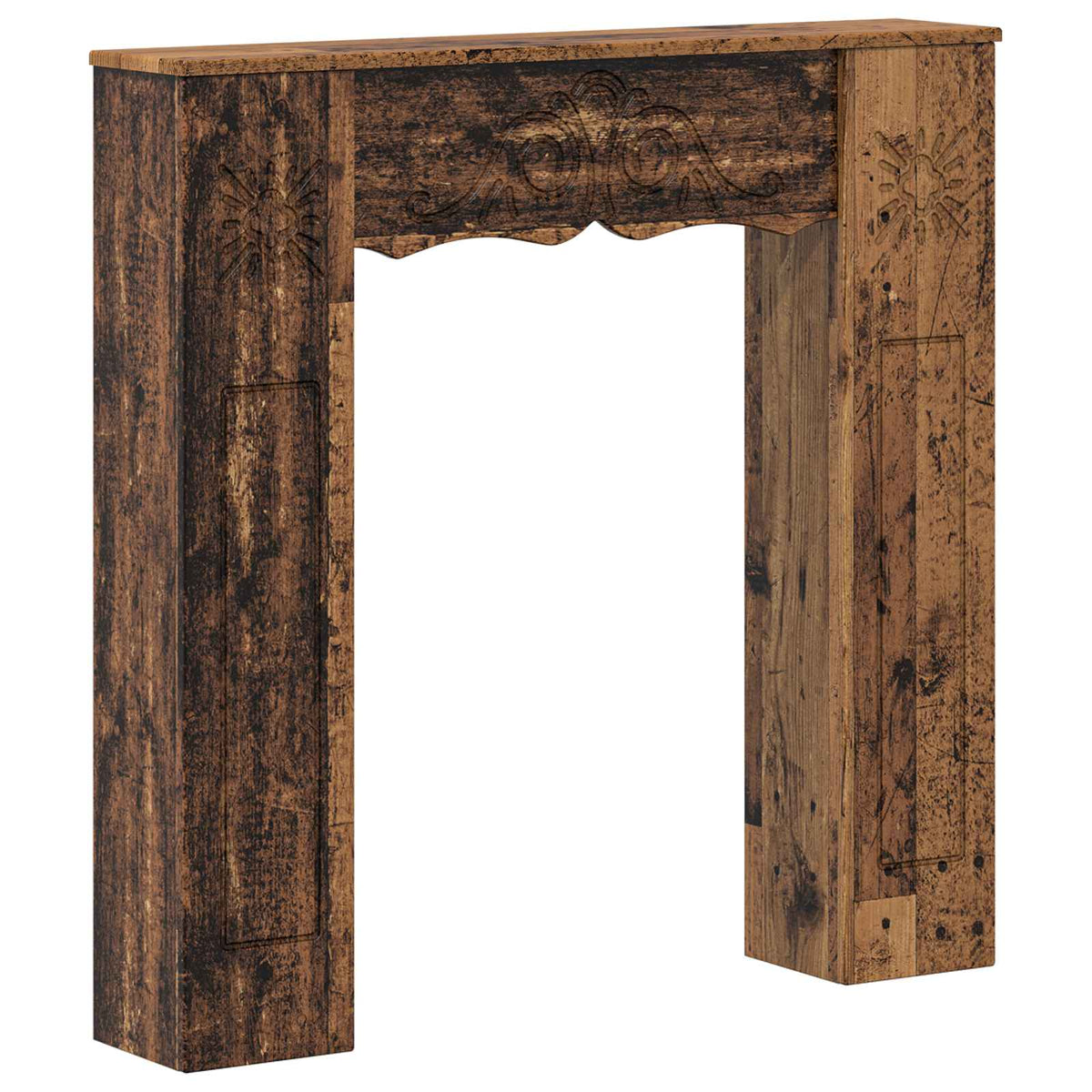 vidaXL Eldstadsram Gammalt trä 102 x 20 x 102 cm Konstruerat trä