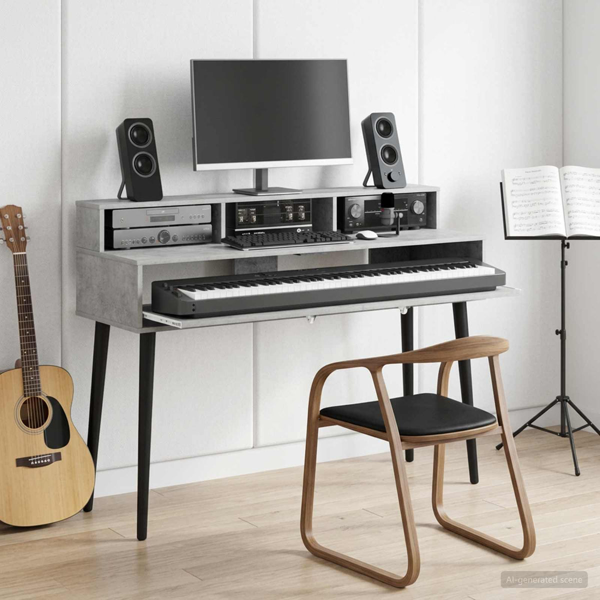 vidaXL Studio skrivbord Betonggrå 110 x 42,5 x 36 cm Konstruerat trä