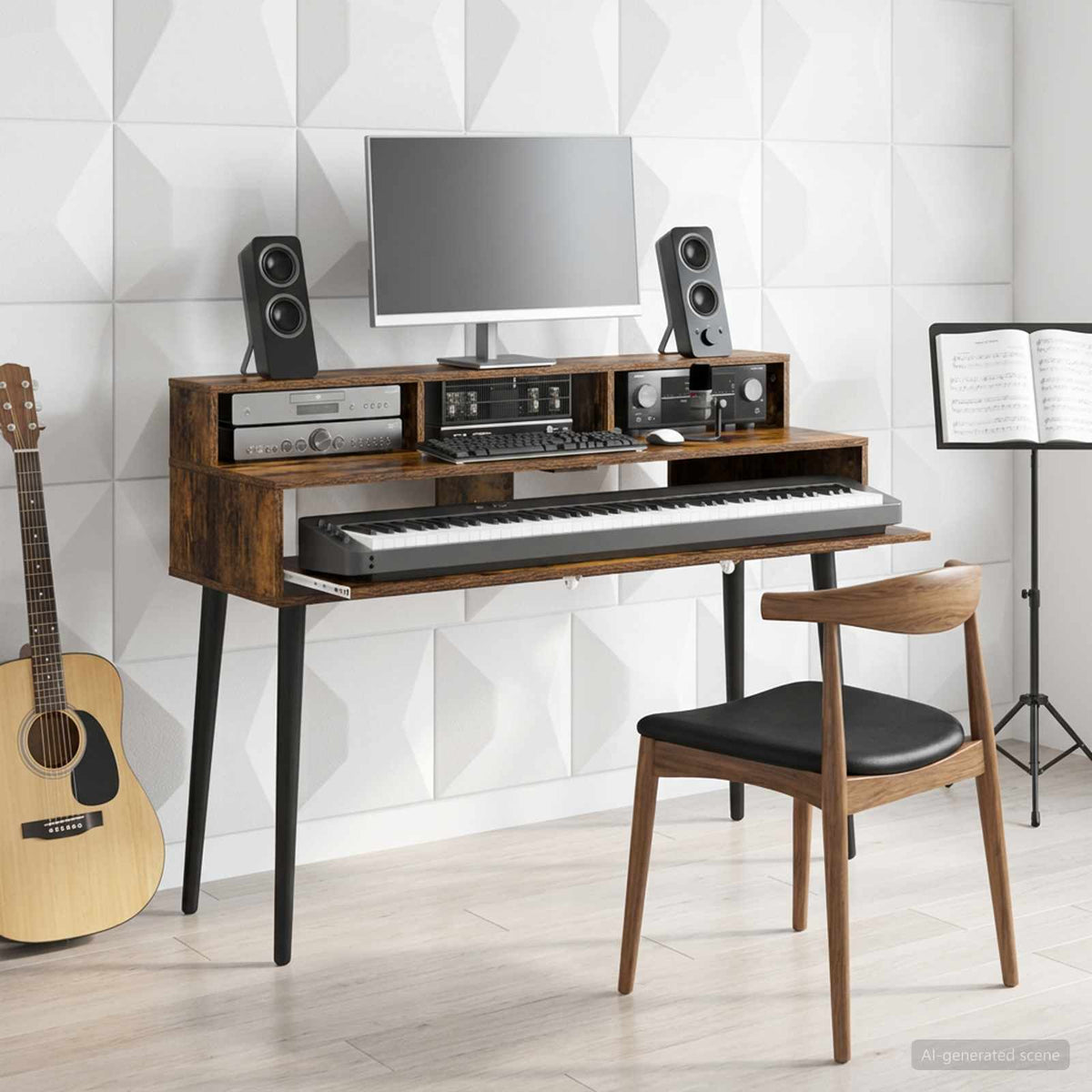 vidaXL Studio skrivbord Rökt ek 110 x 42,5 x 36 cm Konstruerat trä