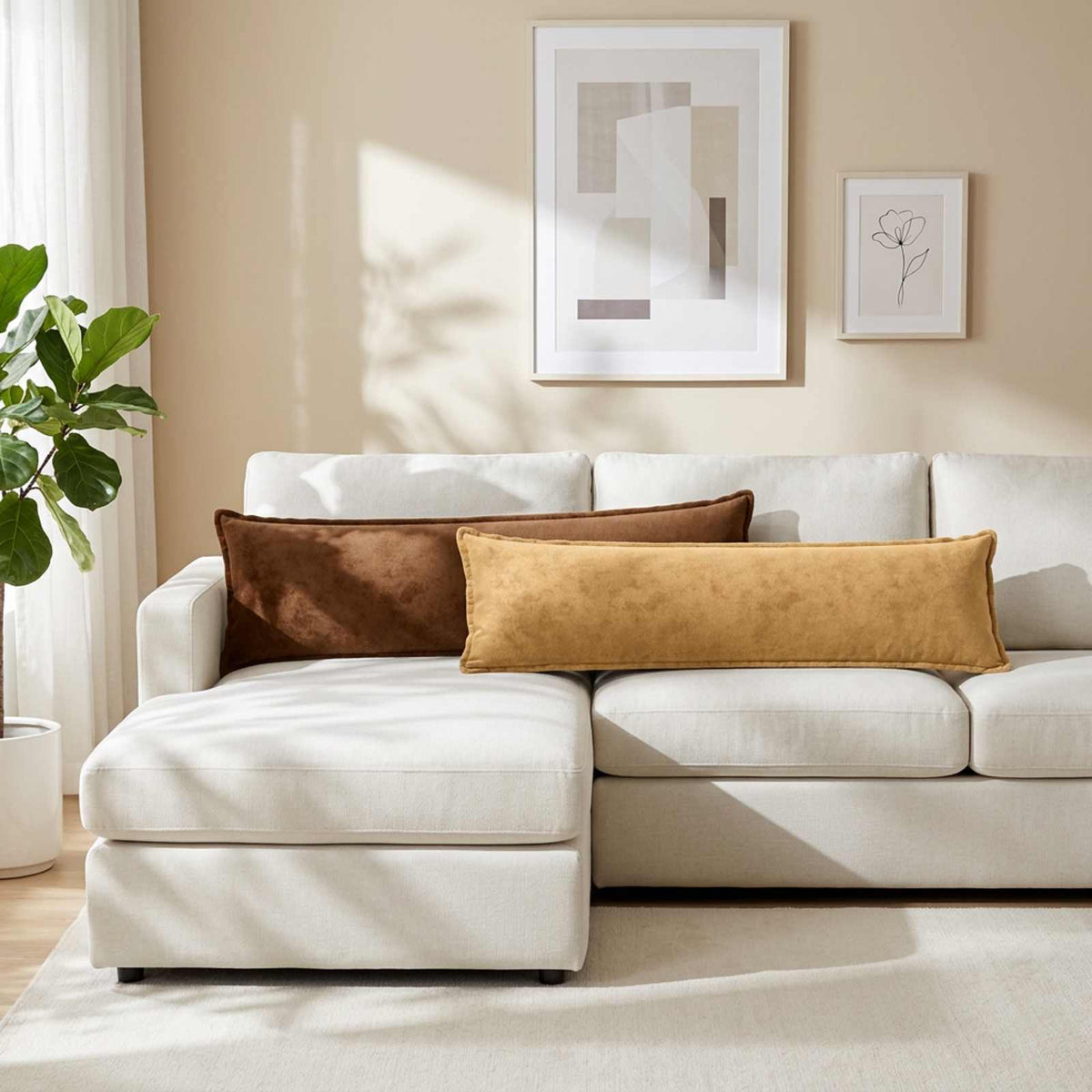 vidaXL Kasta Kudde 2 st HOUTEN Ljusbrun 40 x 145 cm Flanell