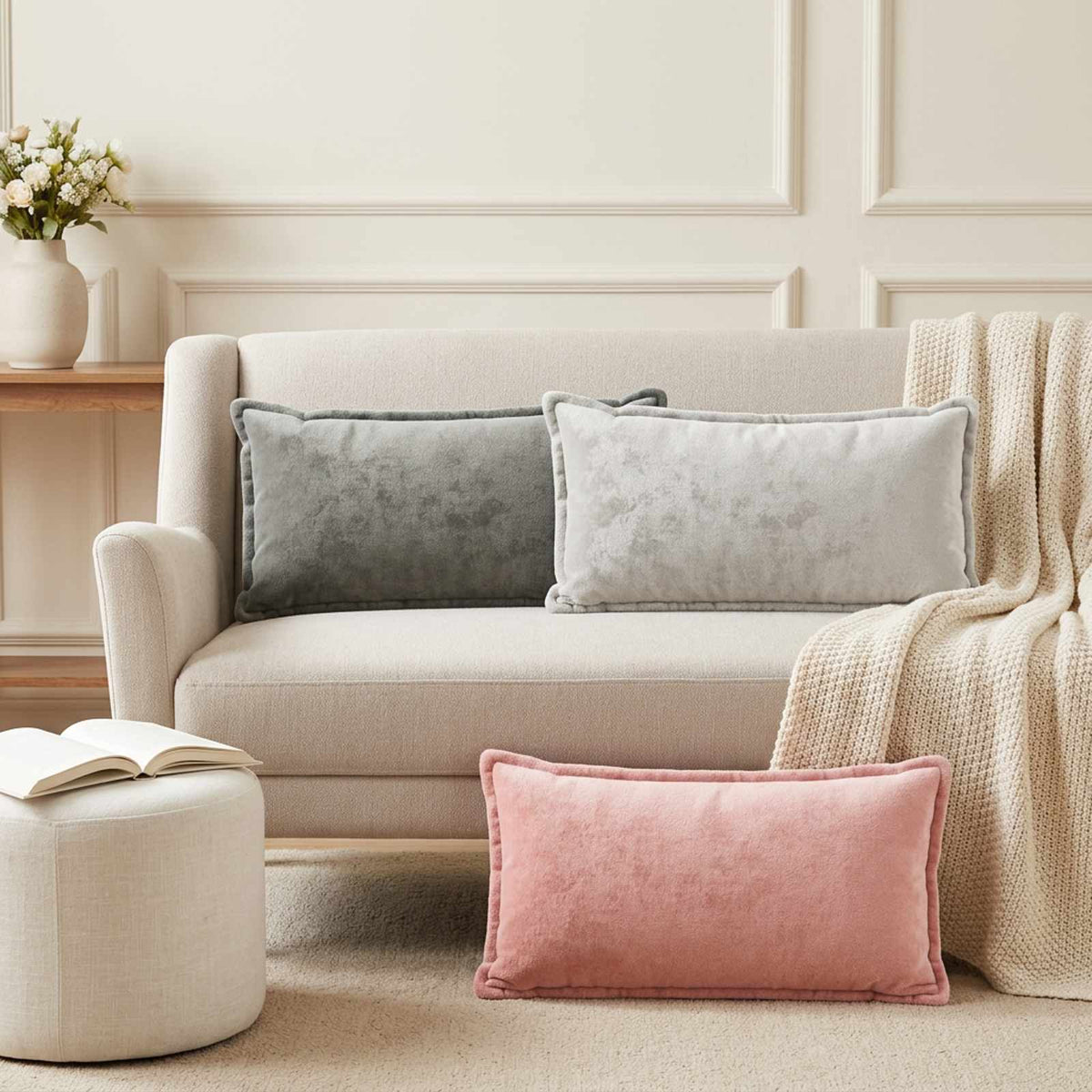 vidaXL Kasta Kudde 6 st HOUTEN Rosa 40 x 80 cm Flanell