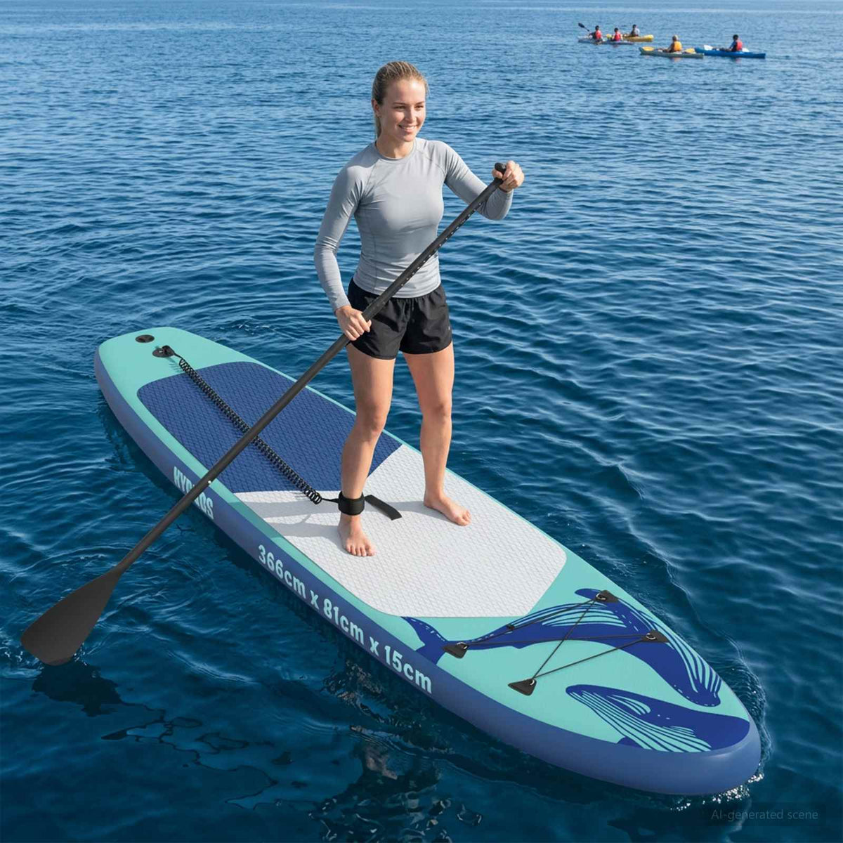 vidaXL Uppblåsbar Stand Up Paddle Board HYDROS 366 x 81 x 15 cm Turkos
