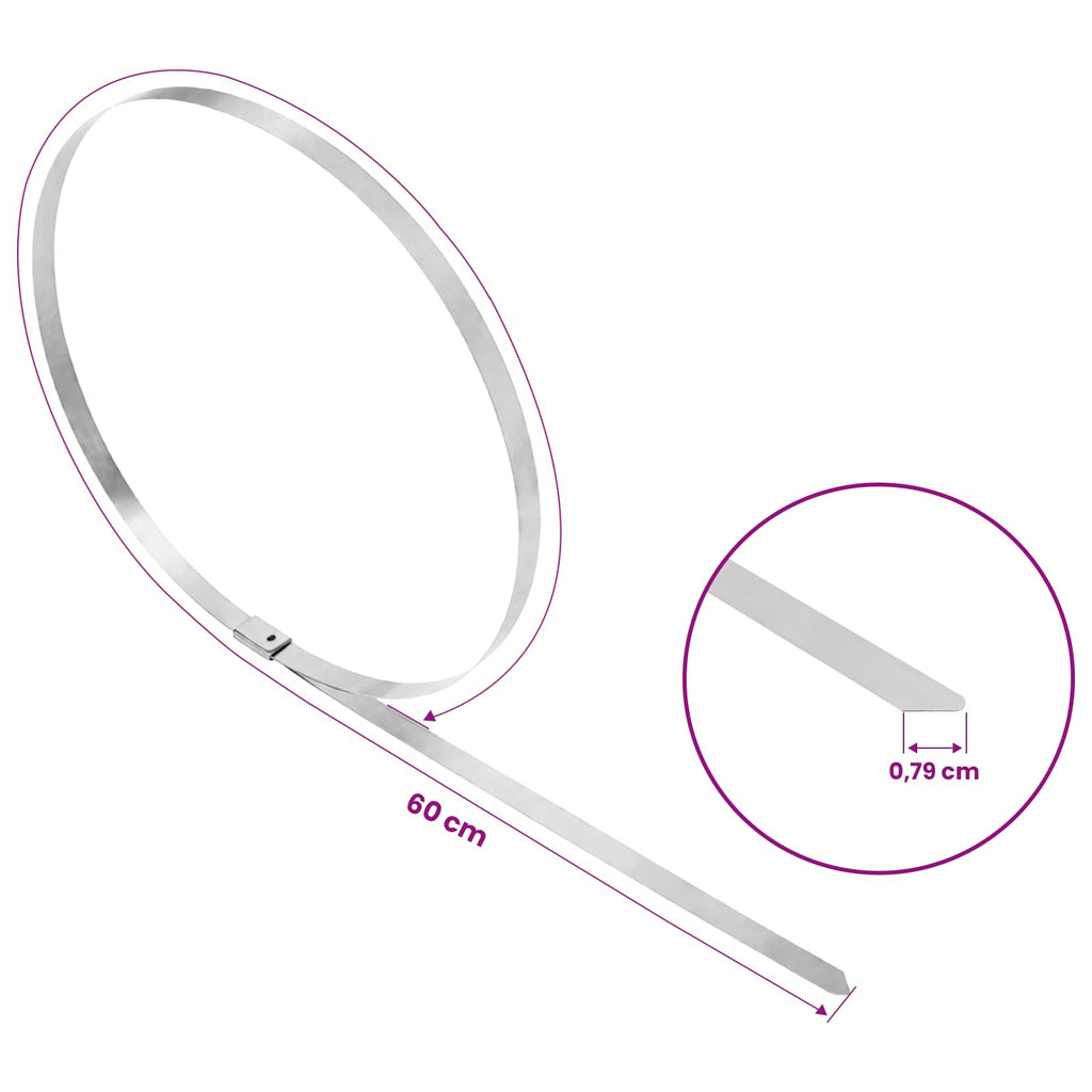 vidaXL Kabelbindare 25 st 7,9 x 600 mm Silver