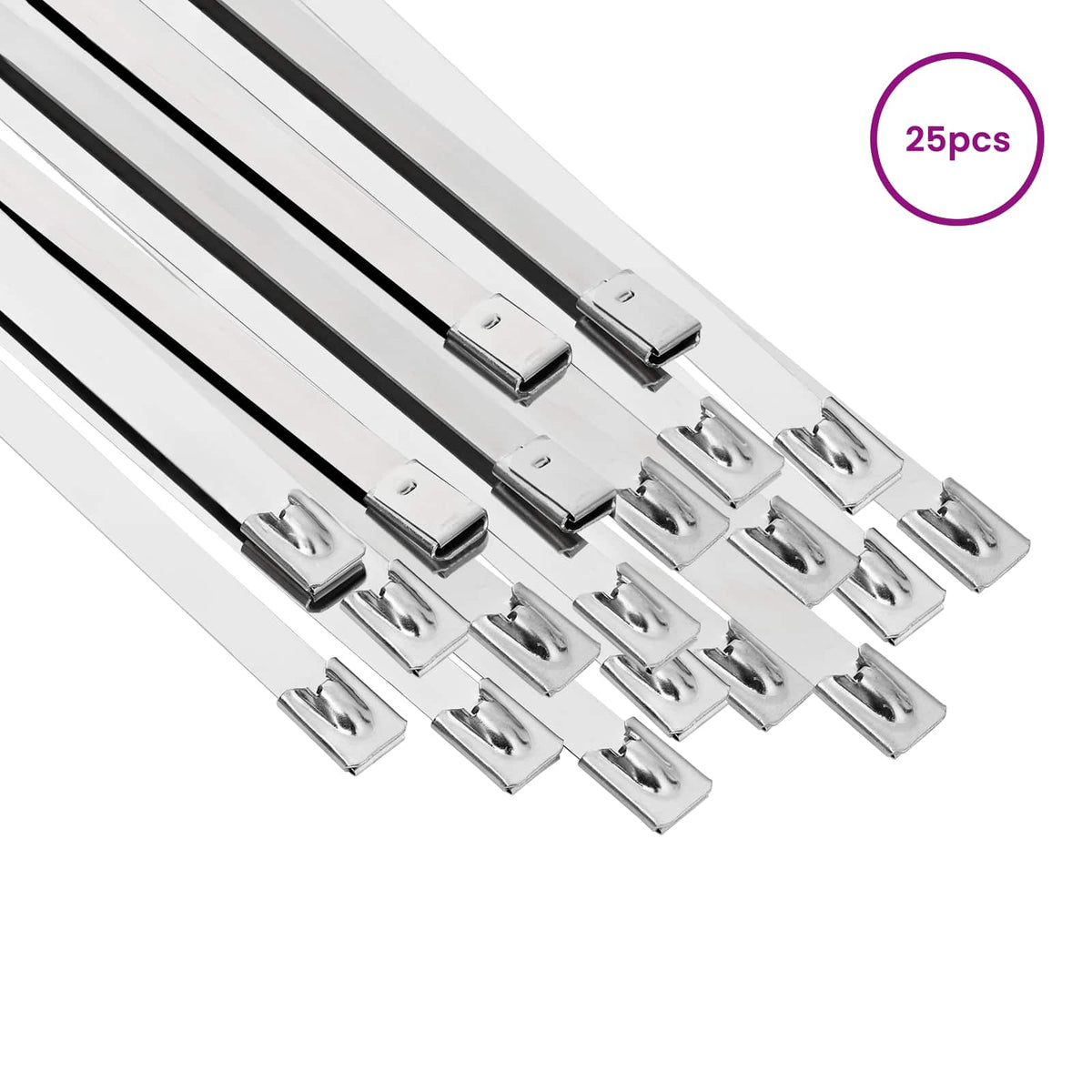 vidaXL Kabelbindare 25 st 7,9 x 600 mm Silver