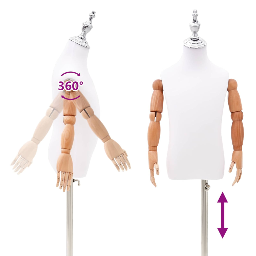 vidaXL Justerbar mannequin 120-150 cm med bas Unisex PP Vit 120-150 cm