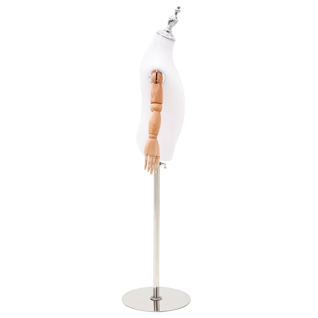 vidaXL Justerbar mannequin 120-150 cm med bas Unisex PP Vit 120-150 cm