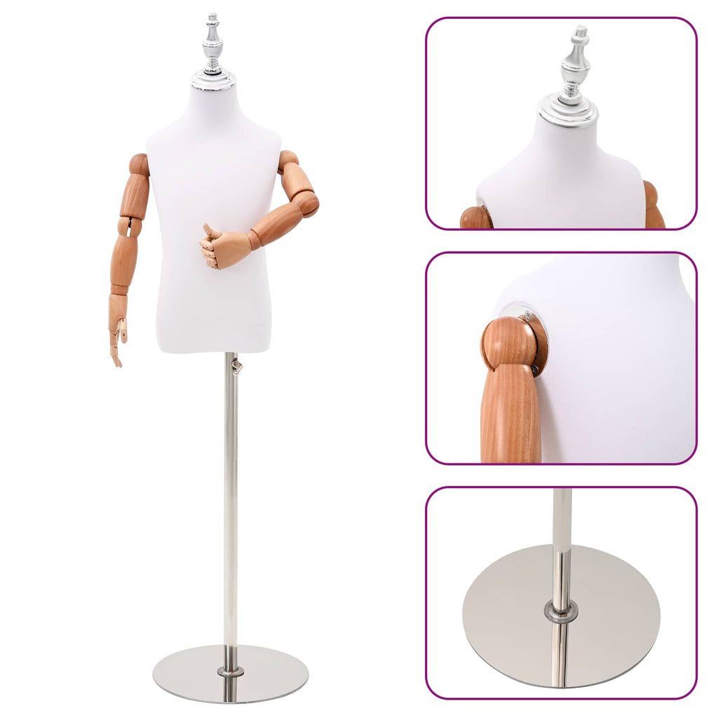 vidaXL Justerbar mannequin 120-150 cm med bas Unisex PP Vit 120-150 cm